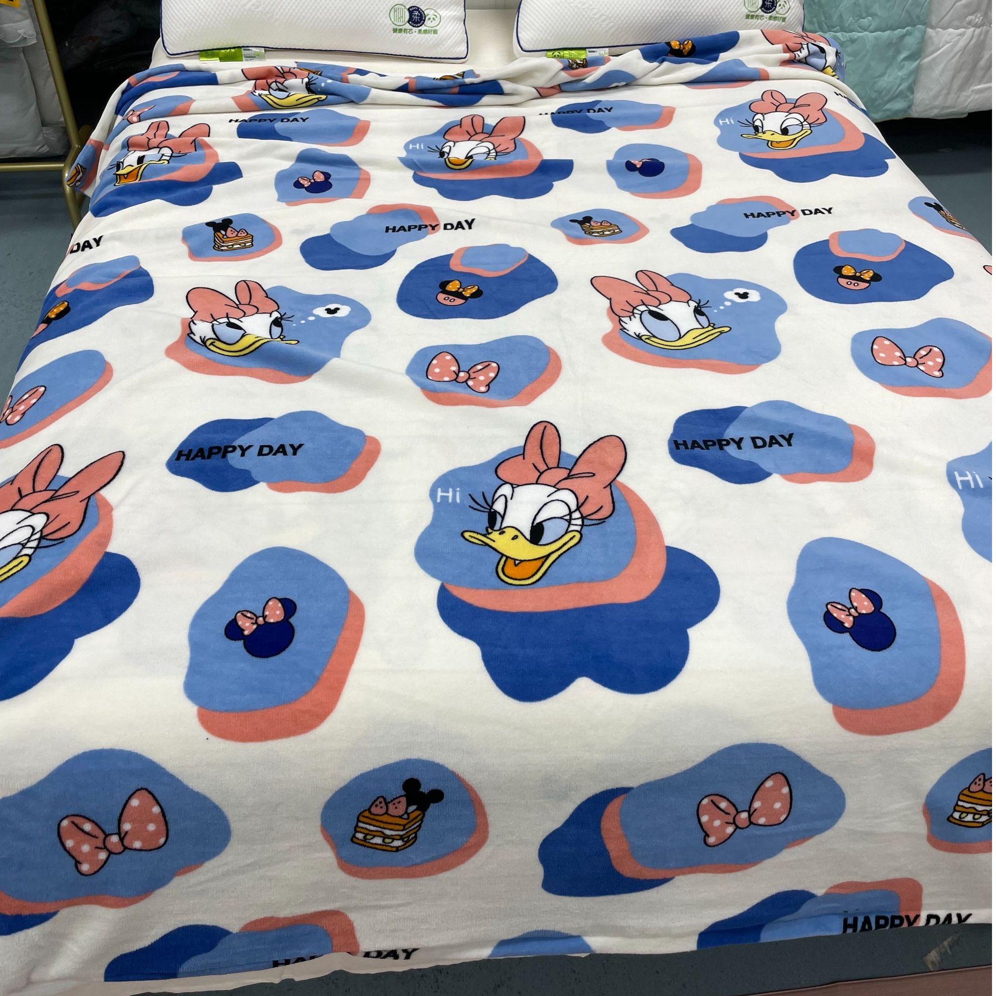 冬季加绒被套卡通清新保暖被罩200x230毛绒被套双人2米3碎花双面