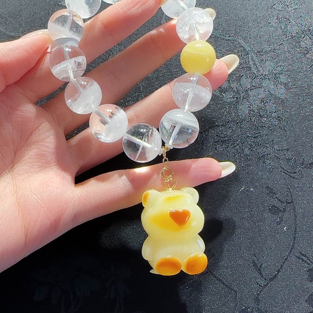 蜜蜡手串未镶嵌白幽灵水晶手串