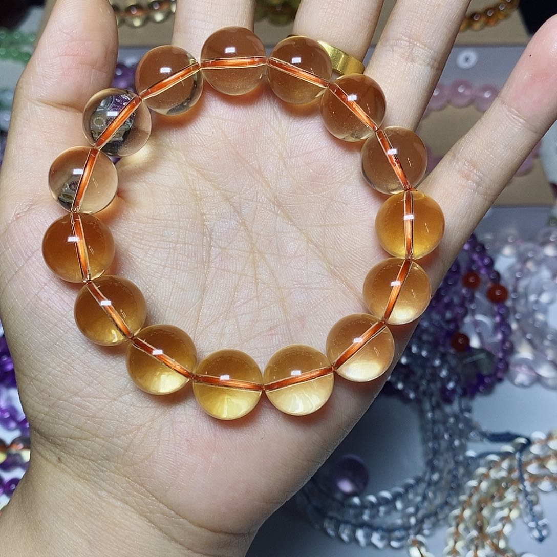 水晶手链未镶嵌没***吉巴西黄水晶