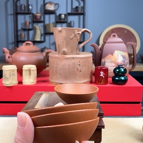 紫砂茶杯降坡茶碗组合