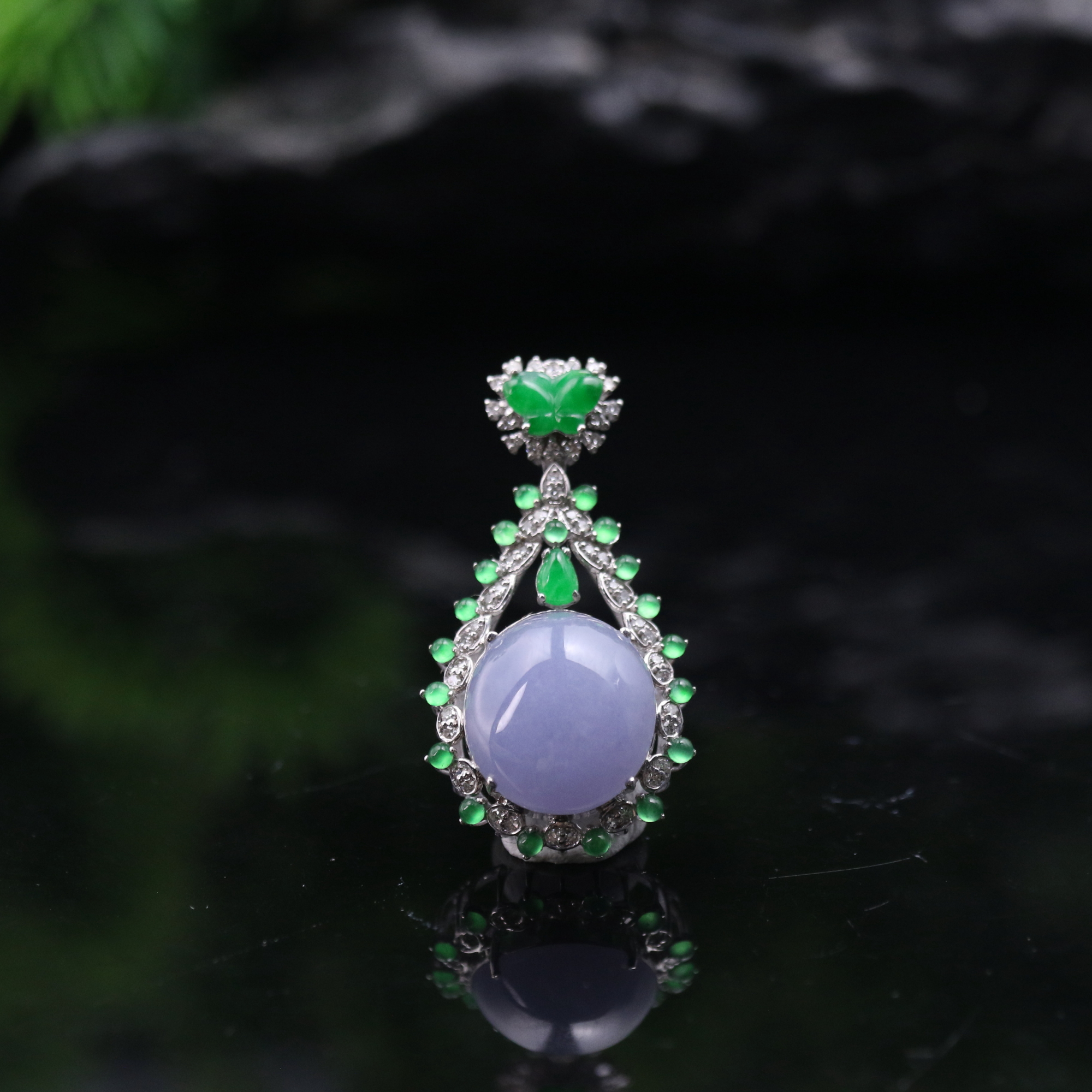 38天然缅甸翡翠A货18k紫蛋面吊坠/400056/上海嘉禾拍卖