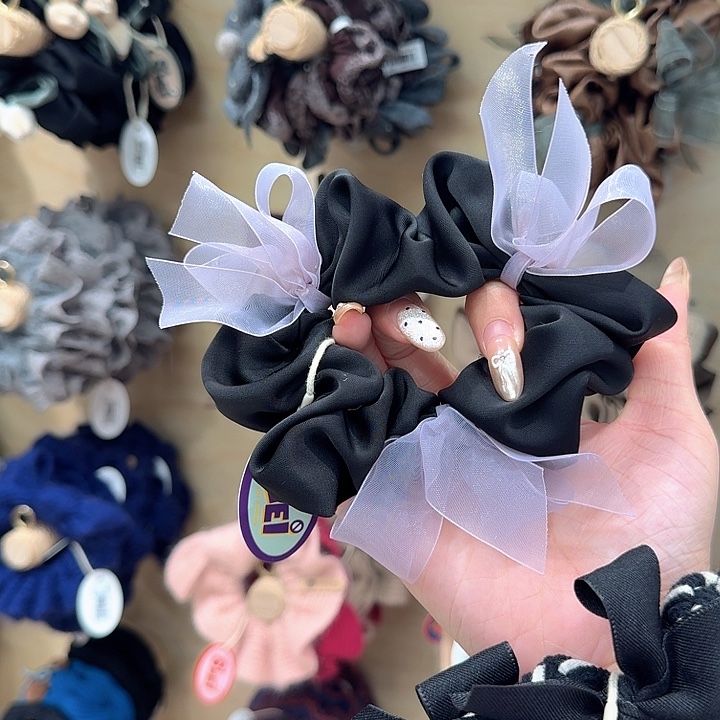 黑色紫蝴蝶结发圈