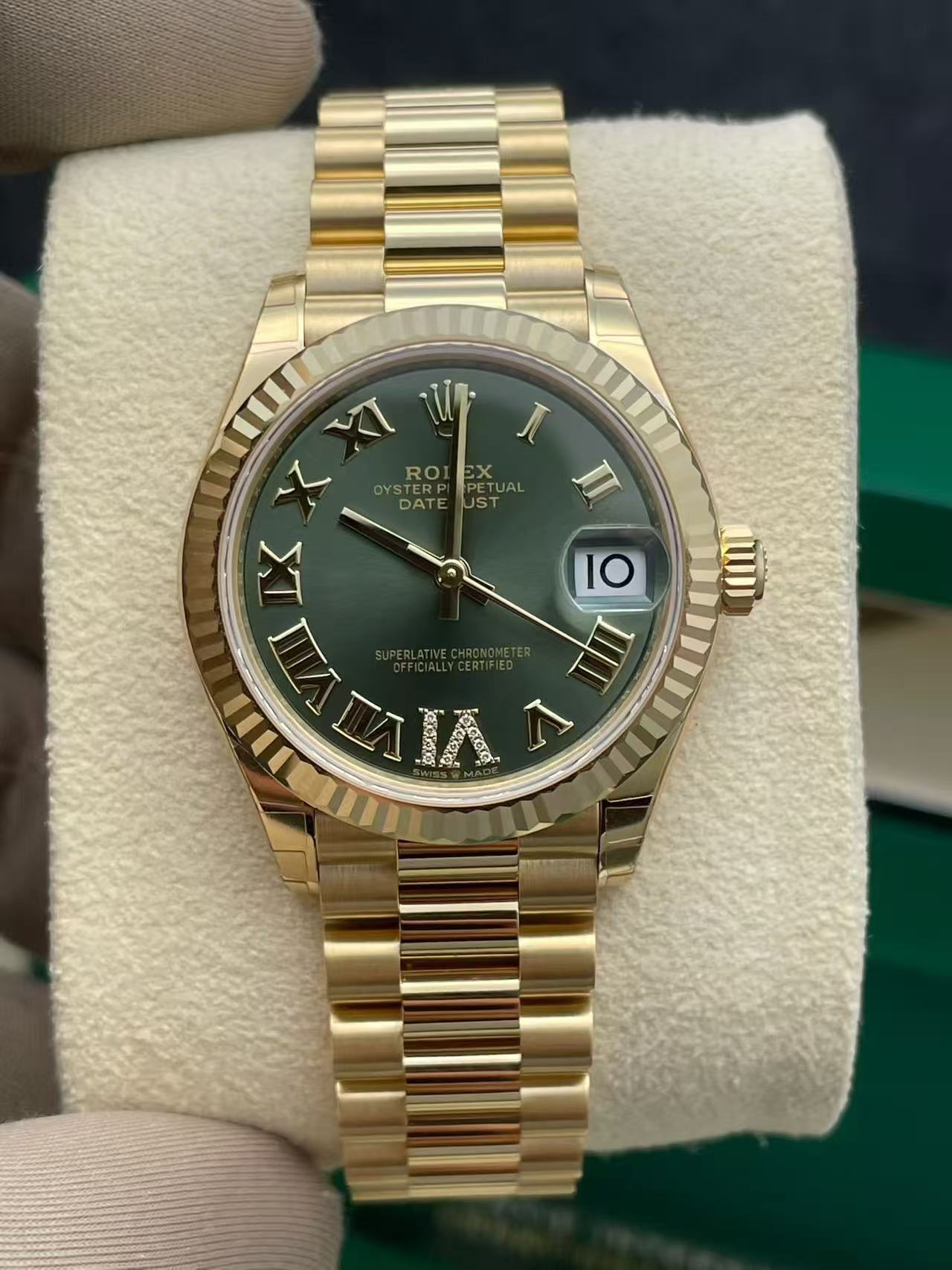未使用 Rolex/劳力士 杜师傅/自动女/日志/全金绿萝