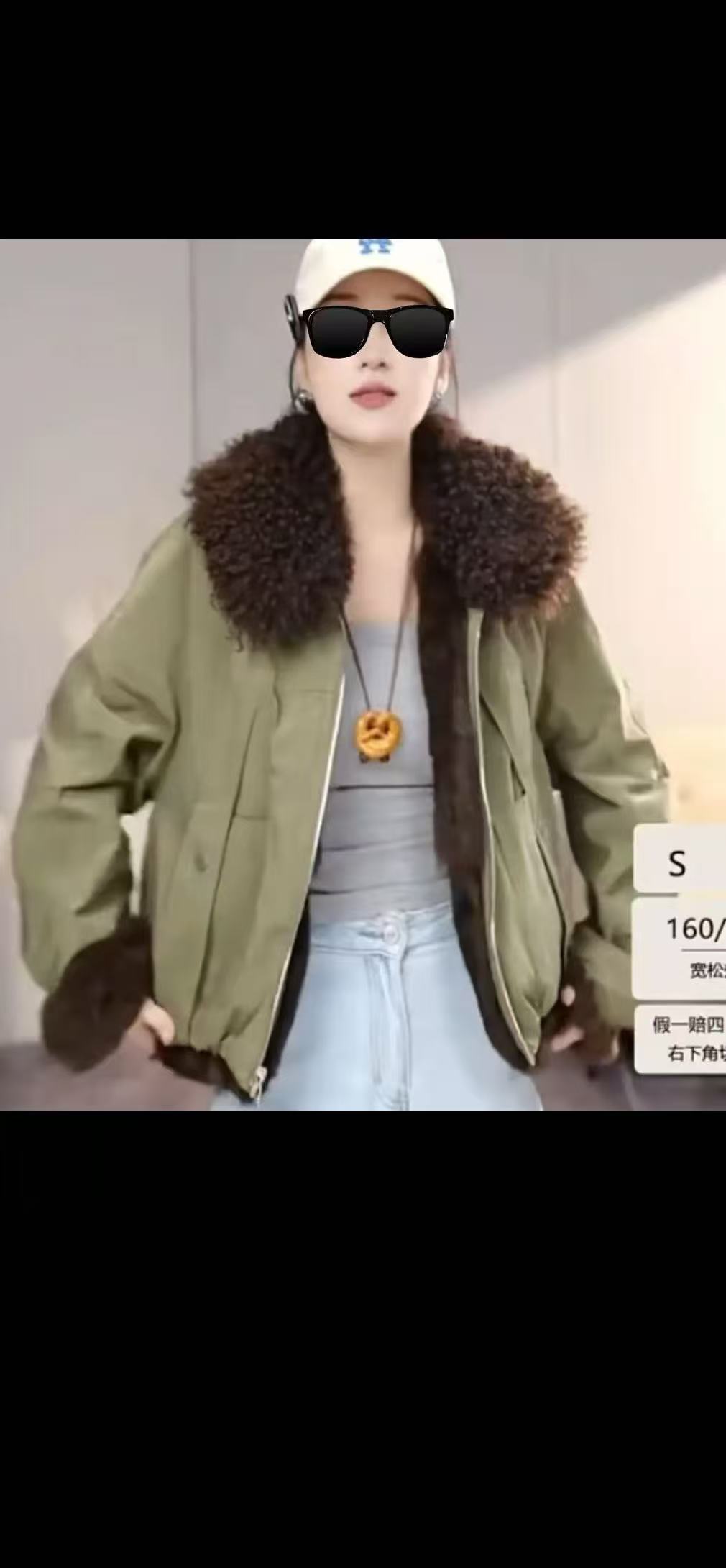 女短兔毛两穿999款翻领厚款宽松型薄款派克服