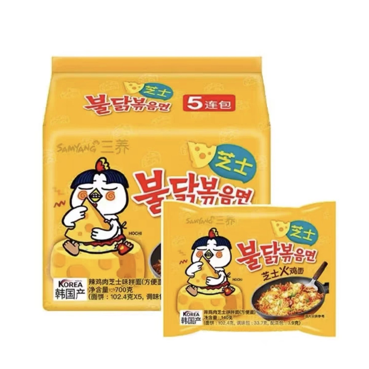 三养辣鸡肉芝士味拌面