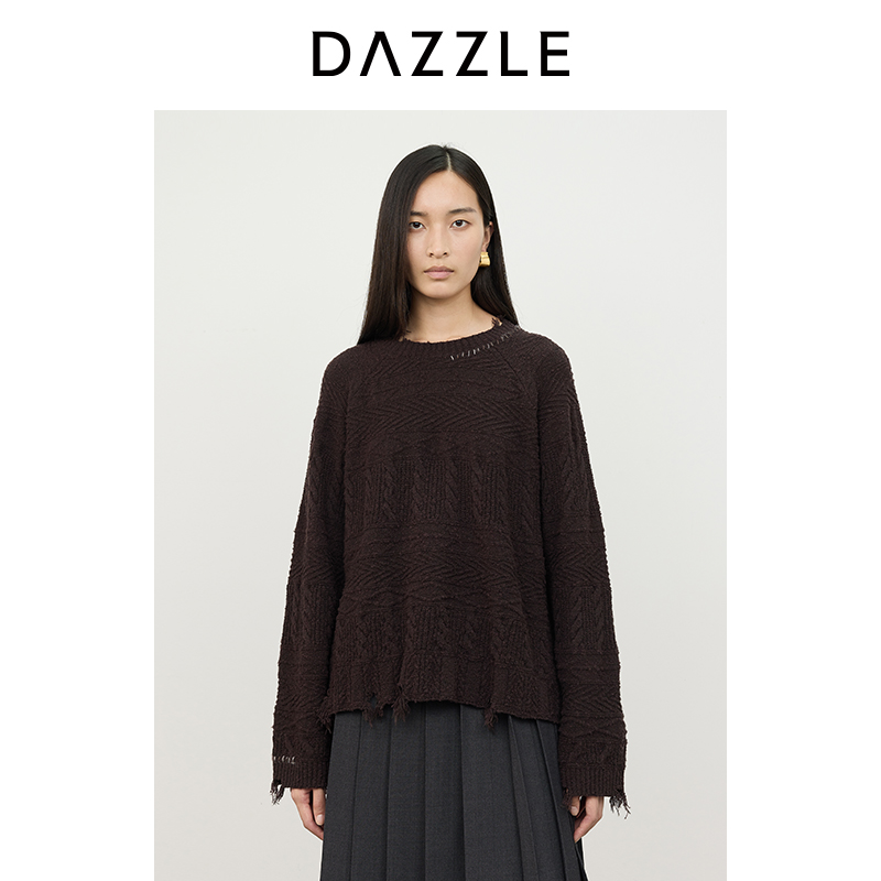 DAZZLE地素毛针织衫针织长袖套衫2I4E4549W