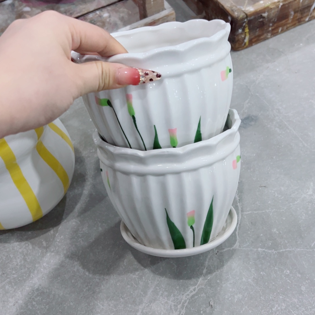 有孔，陶瓷花盆满10米包邮发货