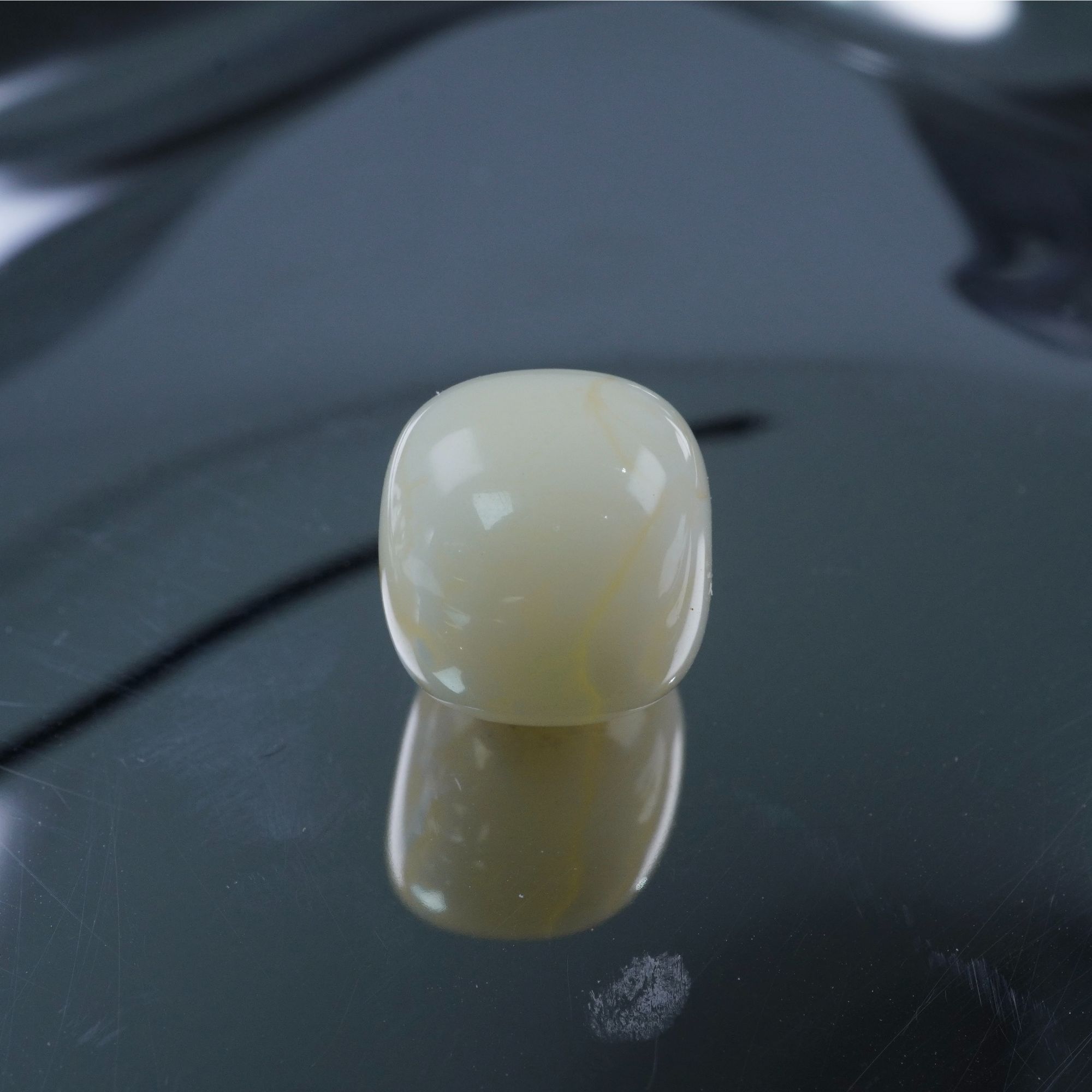 11.4*10.4mm浓蜡瓷白花老型单珠天然琥珀蜜蜡文玩配饰