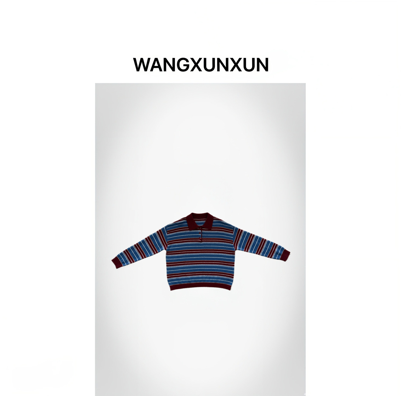 【WANGXUNXUN】彩色条纹羊毛POLO针织衫