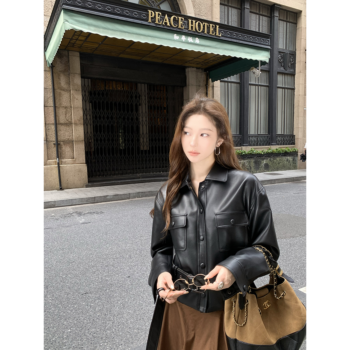 安酒月【摩登时代】宋佳同款工装风皮衣女休闲外套复古高级感上衣