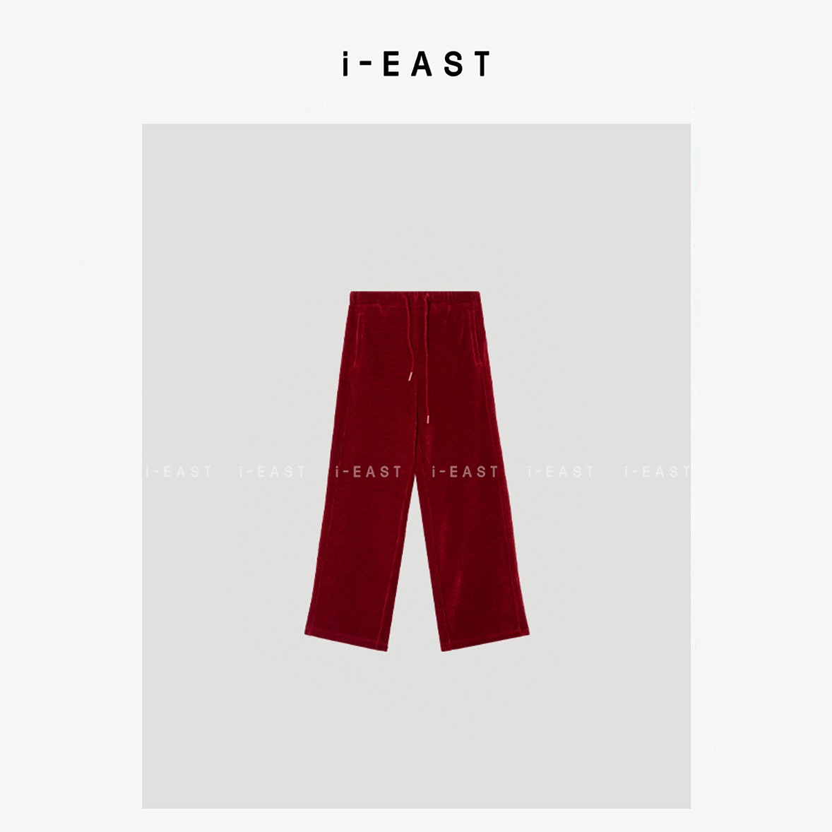 i-EAST 舒适慵懒~竖条纹松紧腰休闲裤-4Q K12872