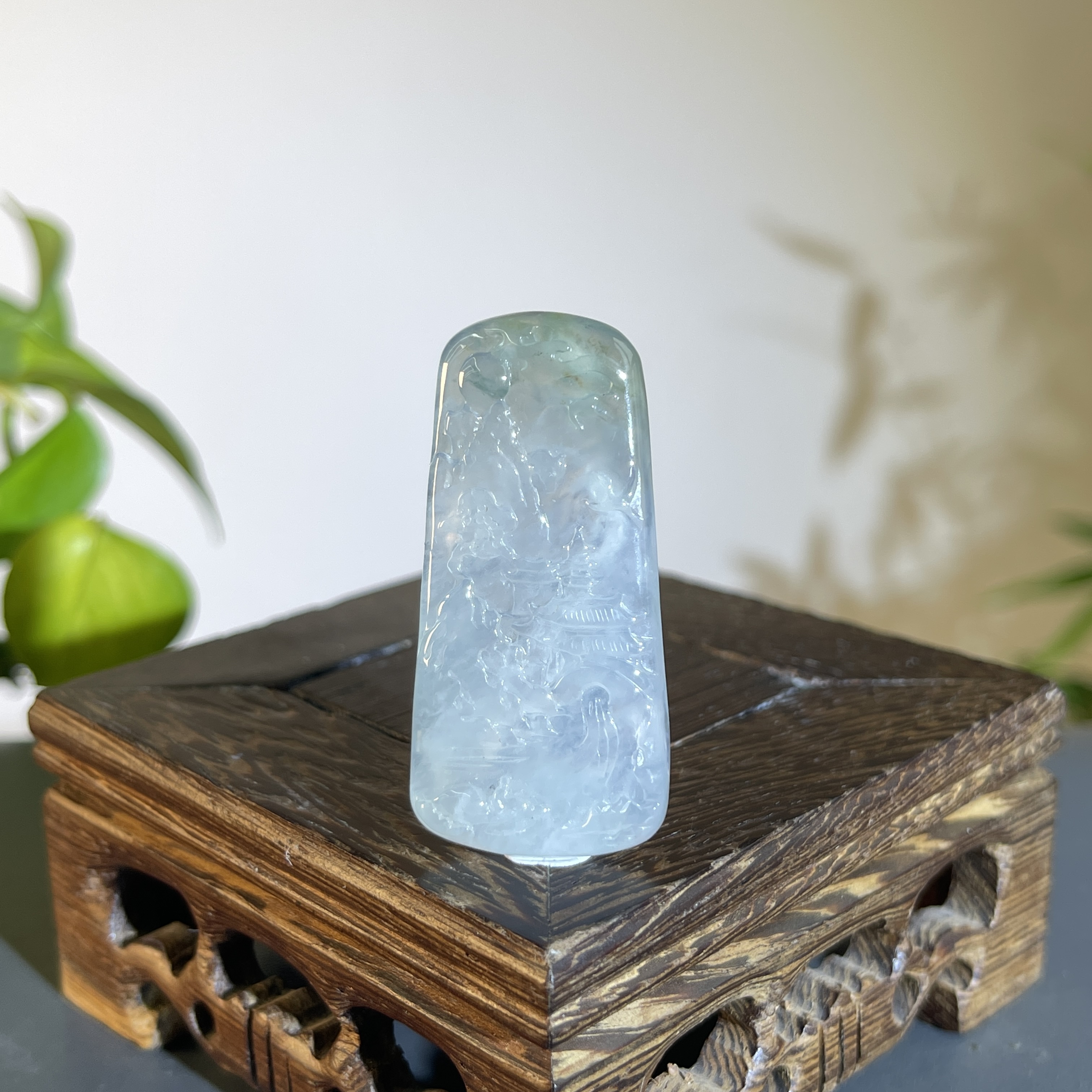 JXB09-115  天然缅甸A货翡翠  山水牌