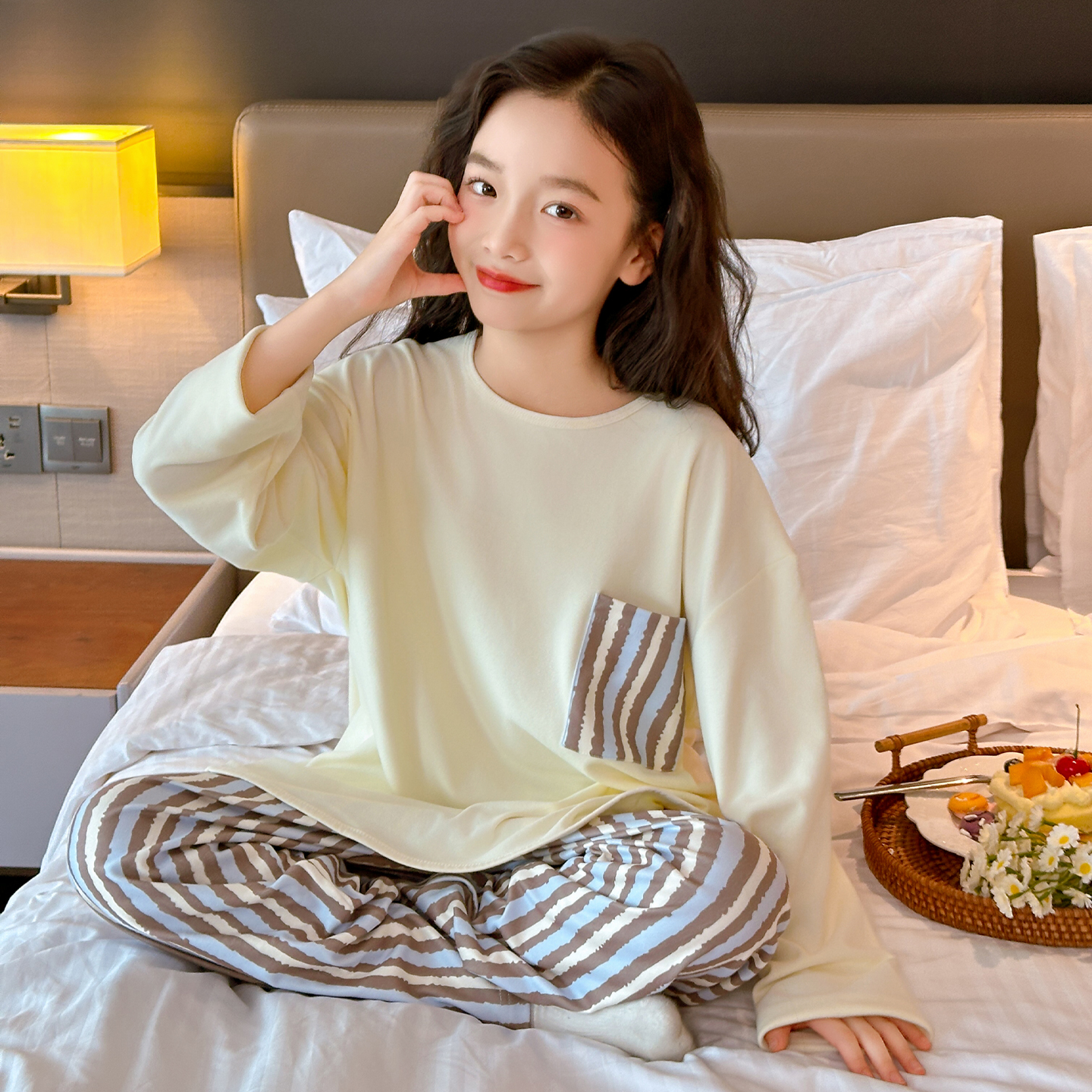 女童德绒睡衣秋冬季中大儿童家居服套装6-12岁女孩薄绒保暖两件套