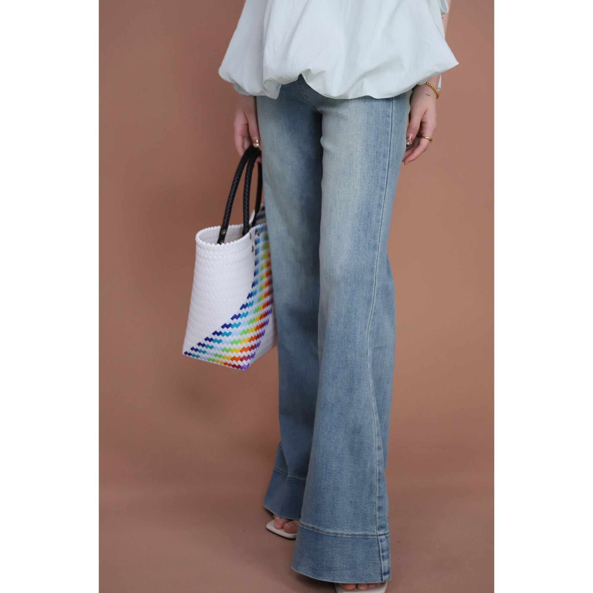 美静 天丝棉蓝色牛仔裤 XMZH6068