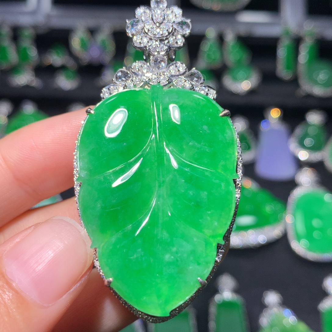 翡翠18K金镶嵌吊坠(不含链)163号