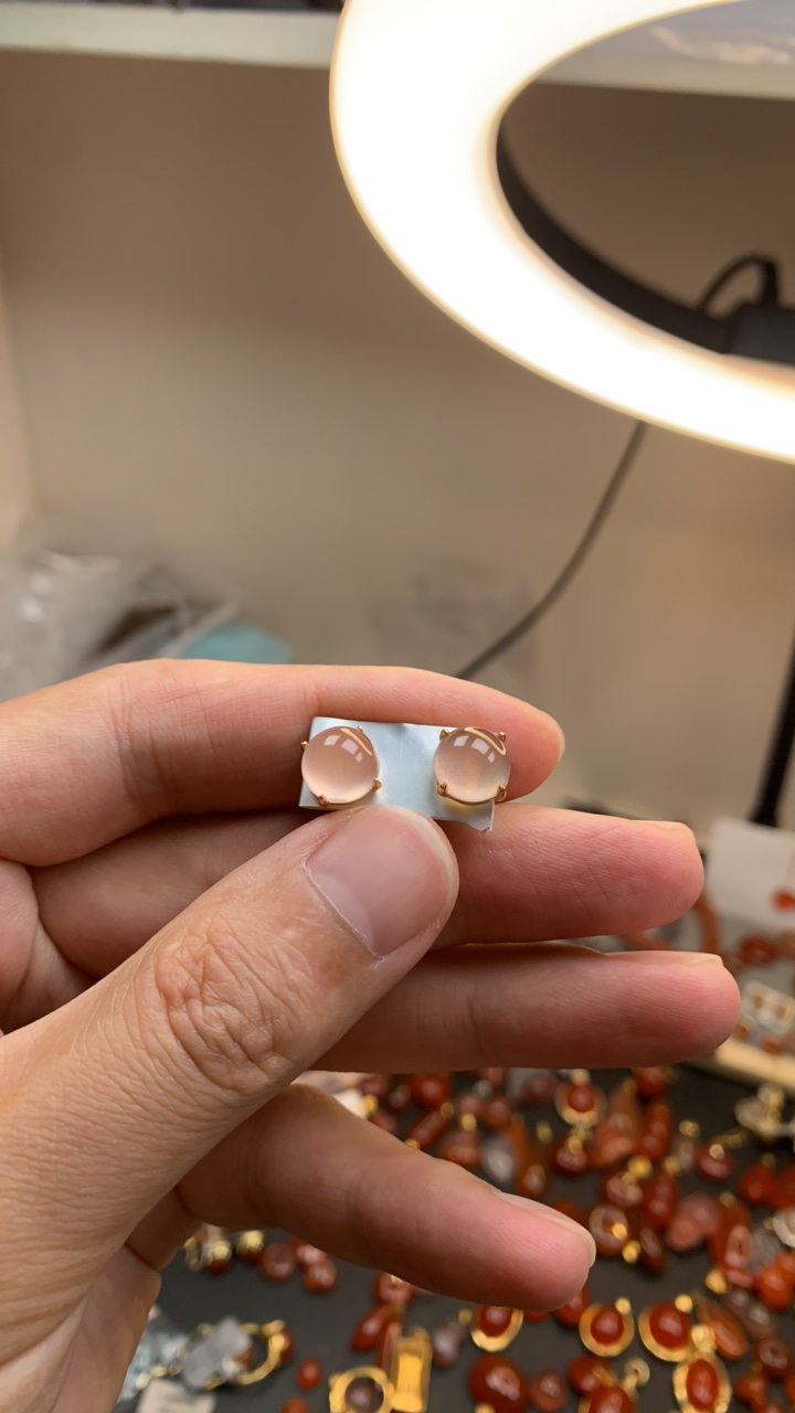 原矿南红玛瑙耳钉戒指完美精美高货冰红色多样性发货气质镶嵌