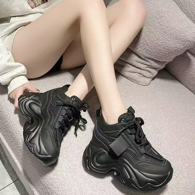 老爹鞋女秋网面2025新款内增高小个子厚底松糕女鞋8cm增高运动鞋
