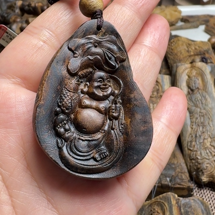 少***盐沉香枕沉香沉水包头雕刻老料