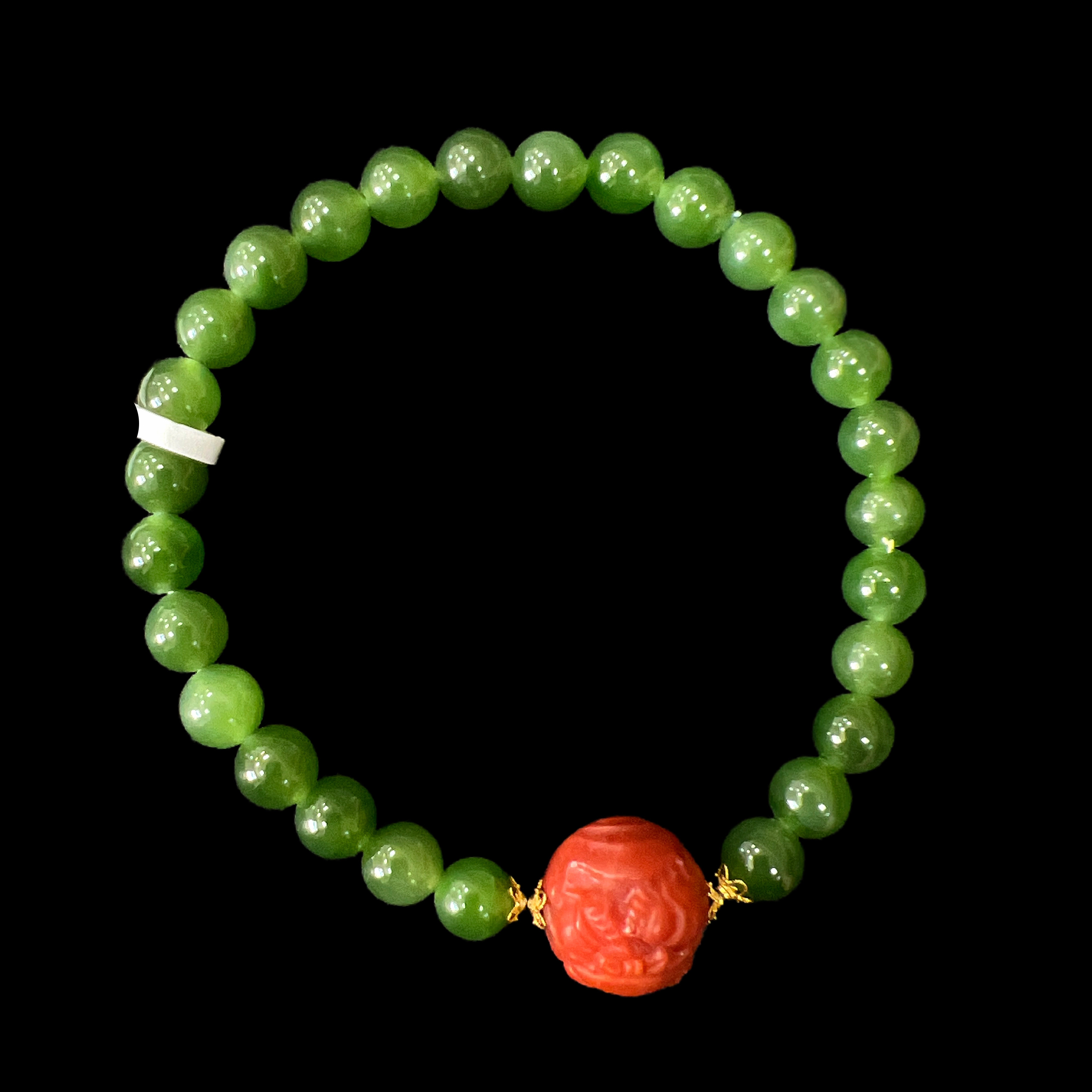 2195-碧玉+南红18K手串孤品