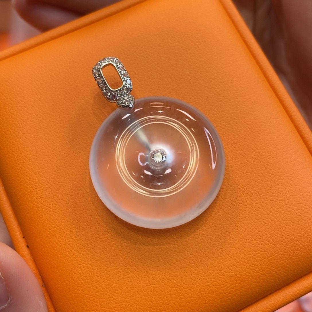 石英质玉雪花棉平安扣银S925镶嵌