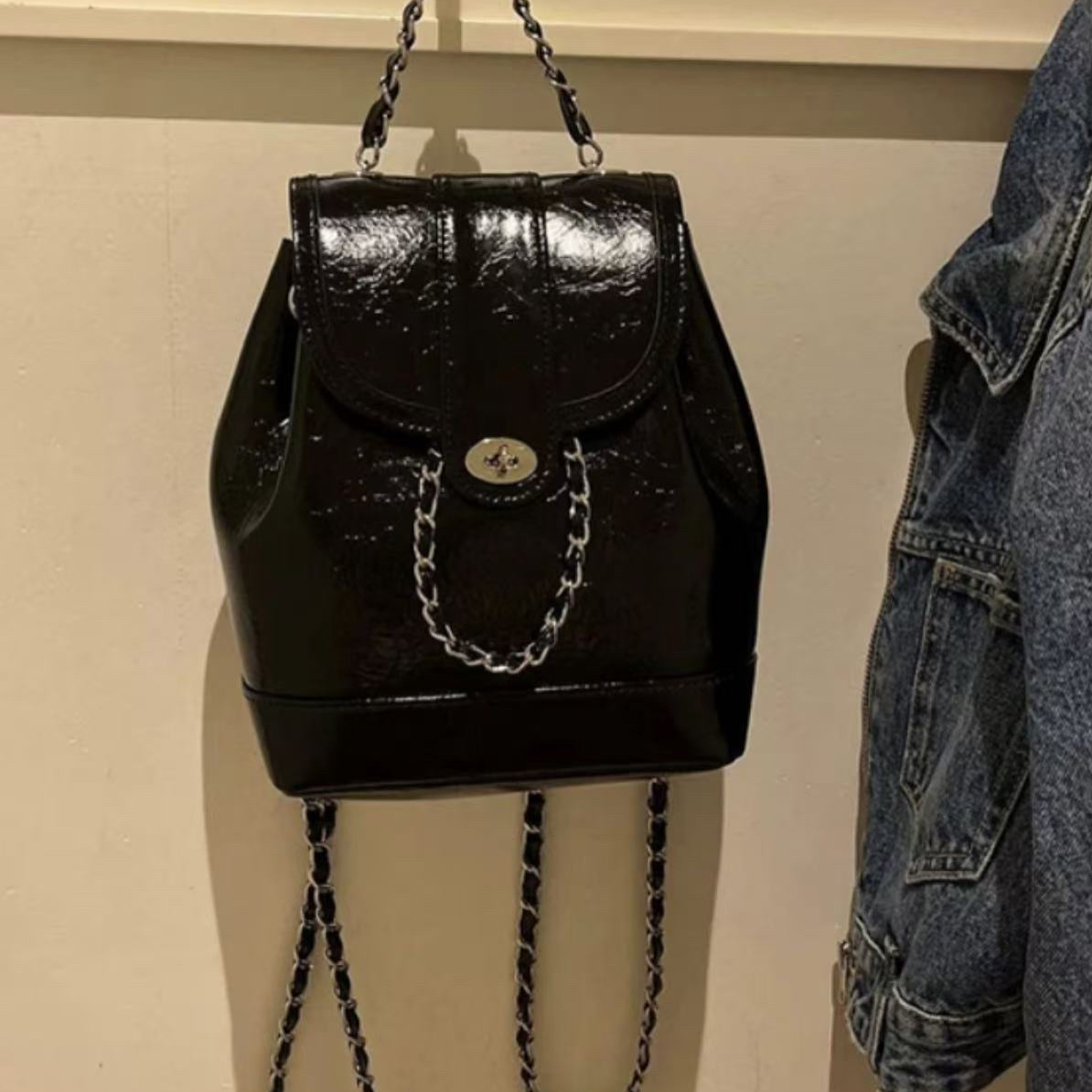 【花花家】韩版韩式分层款双肩包经典车缝线双根耐磨双肩包女