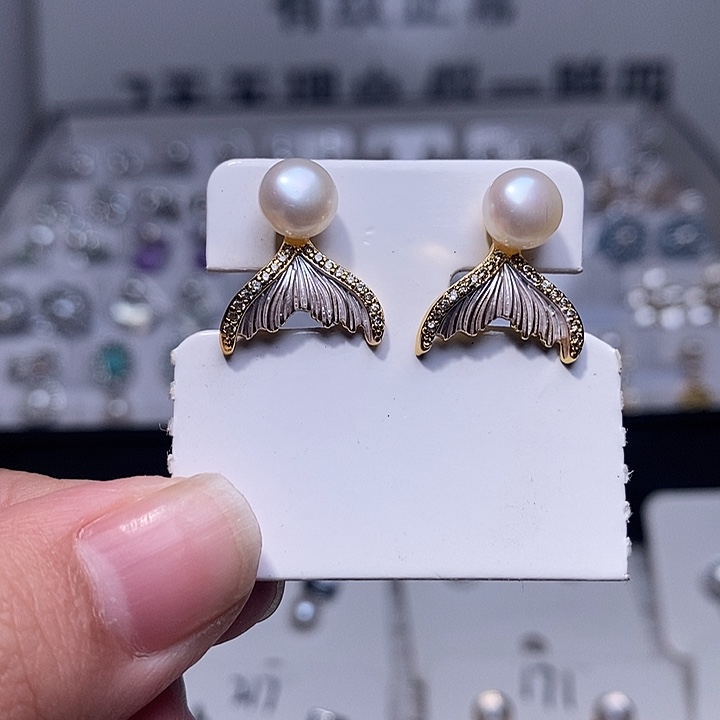 耳饰淡水珍珠银S925镶嵌