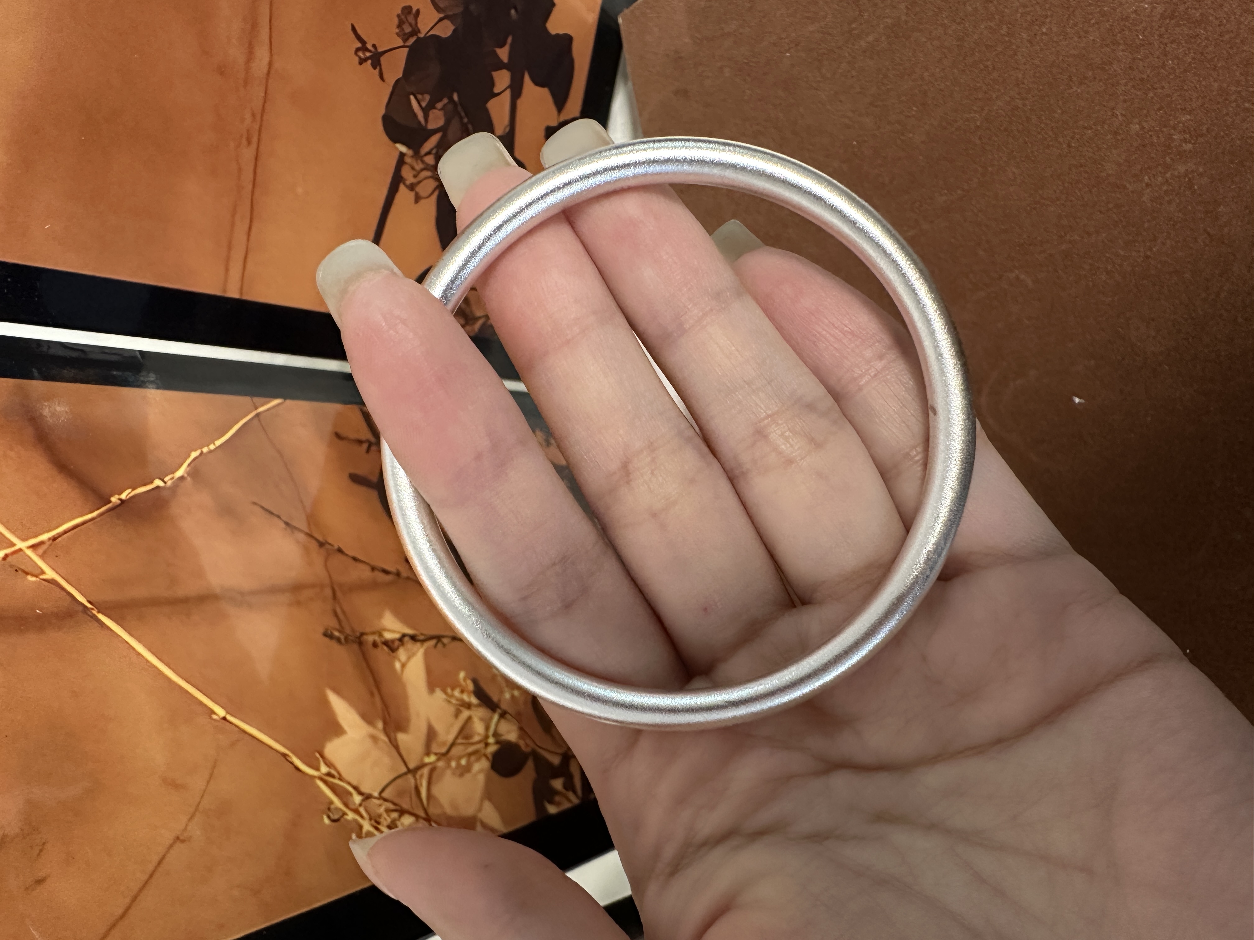 足银银制品 A01古法传承素圈手镯闭口款
