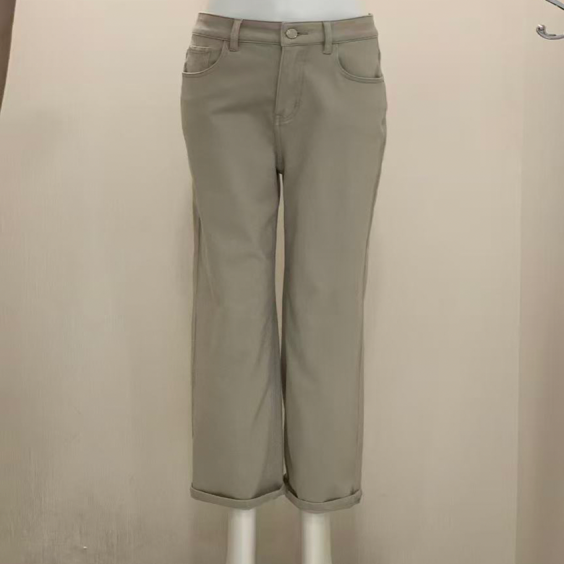 LINGZI 显瘦直筒百搭灰色牛仔裤