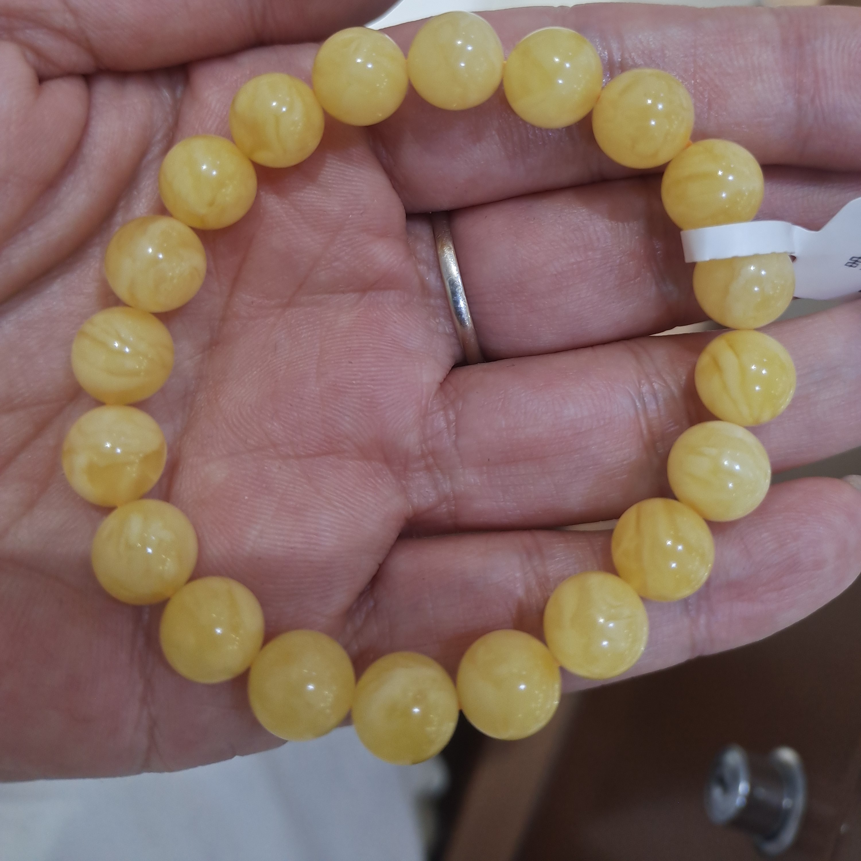 俄料蜜蜡手串9mm白花浓蜡 约9.2克 不保全品哦
