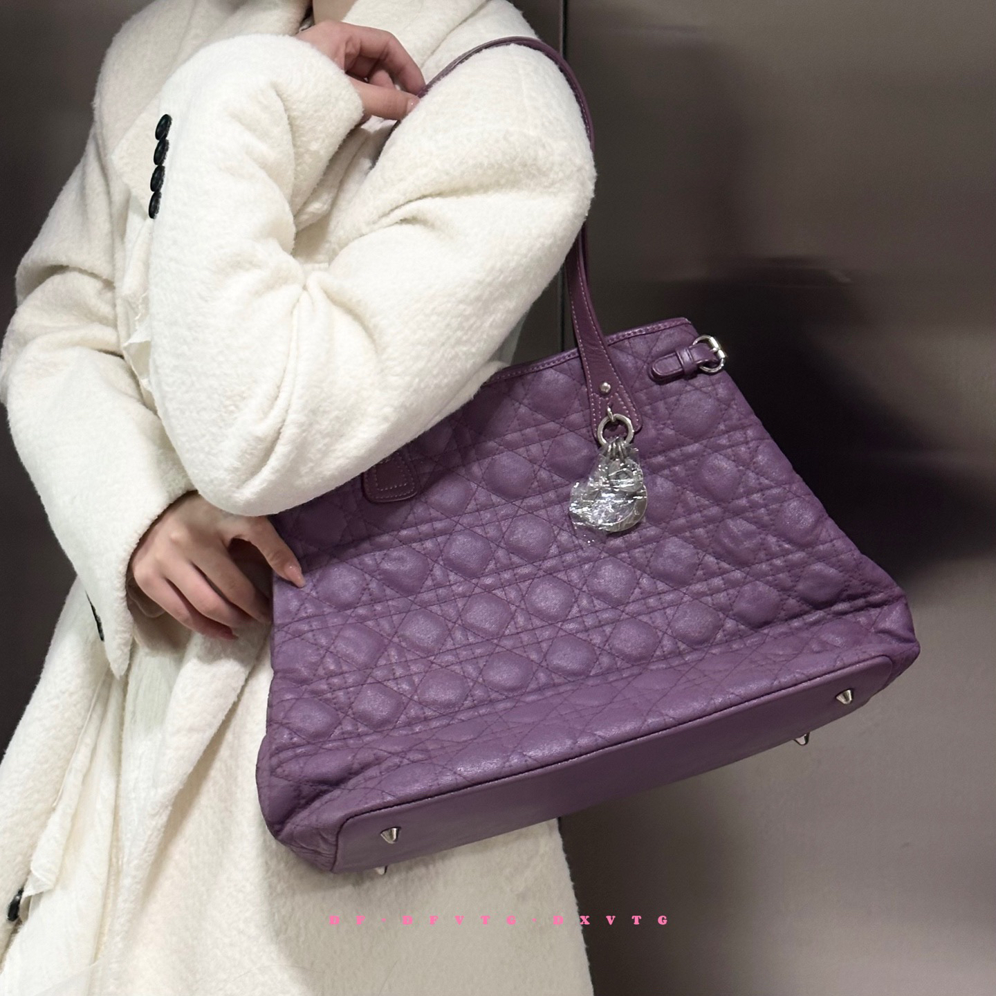 95新 DIOR/迪奥 dior 紫色戴妃托特单肩包 K