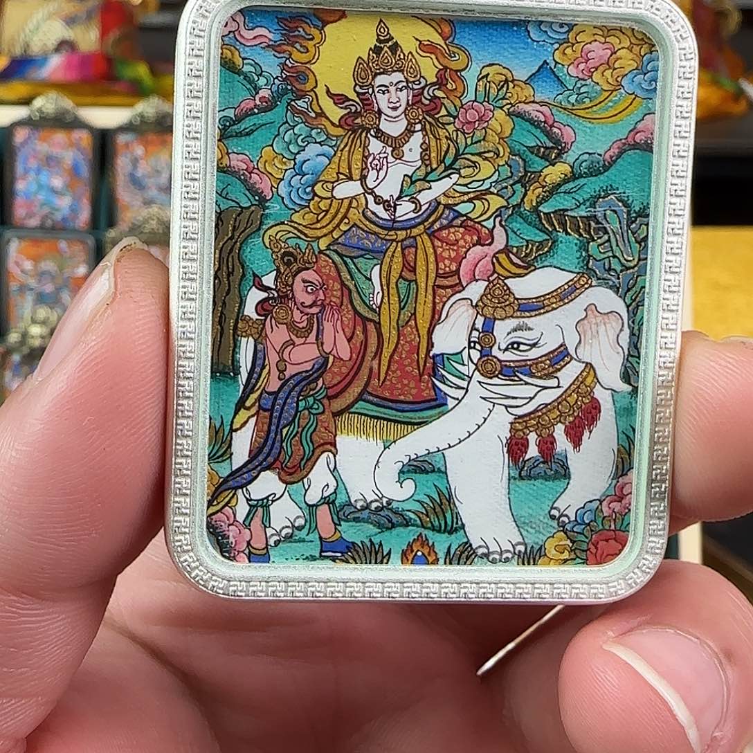 吊坠摳*普贤唐卡，热贡纯手绘！