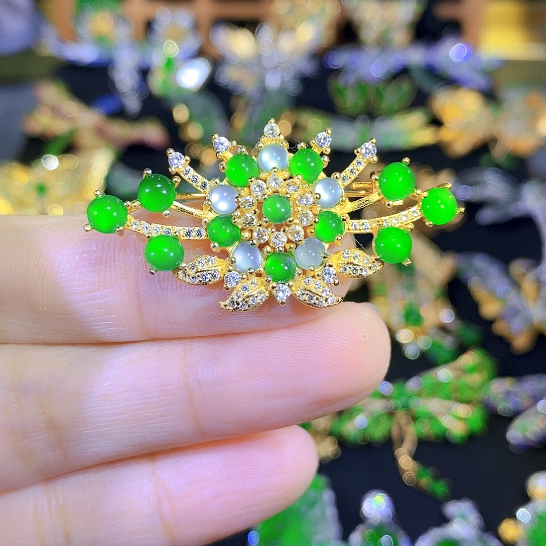 吊坠(不含链)银S925镶嵌翡翠