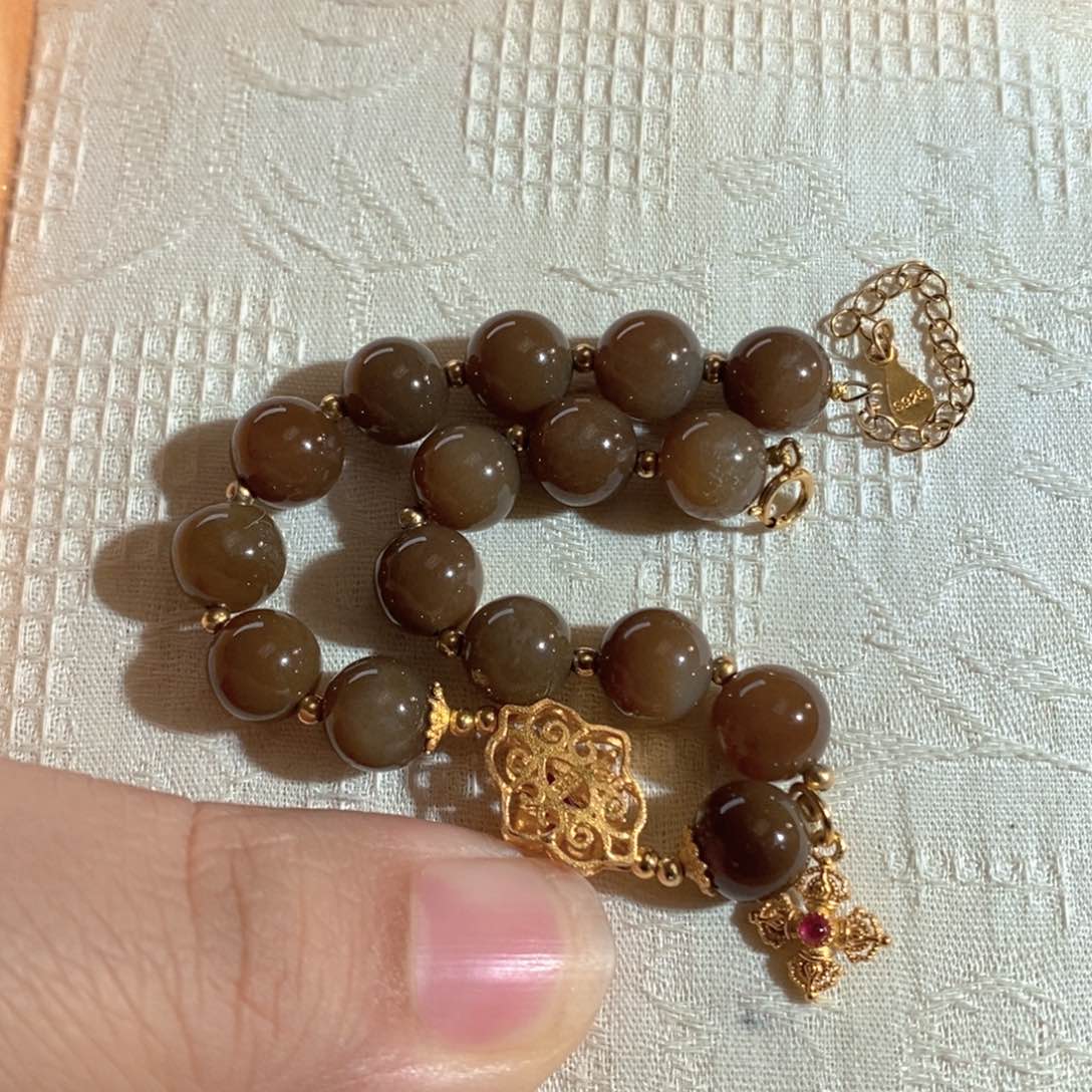 和田玉（糖玉）手链银S925镶嵌