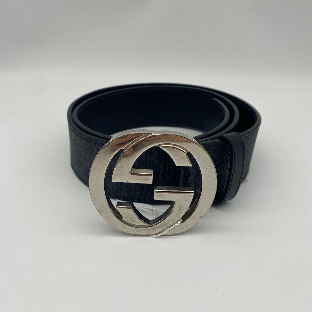 95新 GUCCI/古驰 97新，古驰银头黑花85码皮带10658202