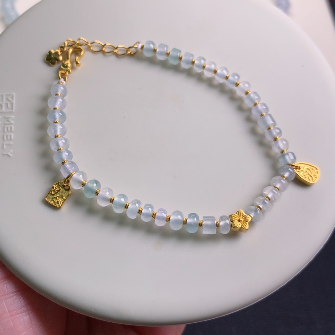 翡翠手链足金镶嵌设计款