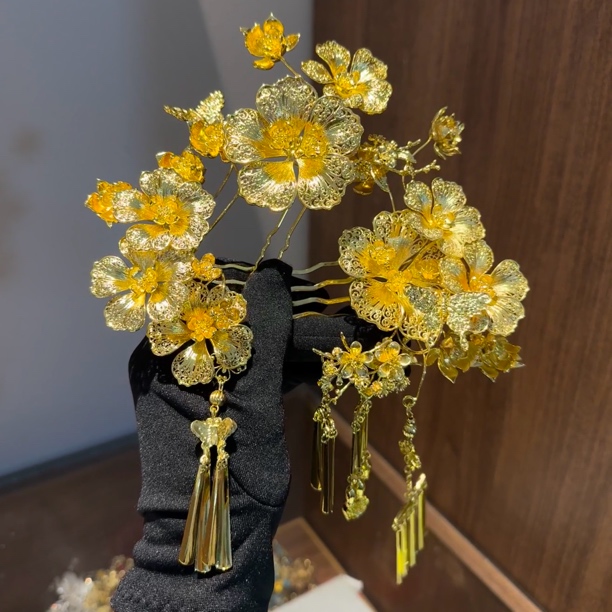 ETE ST2-11904金色新娘结婚头饰中式秀禾龙凤褂发簪古装发饰