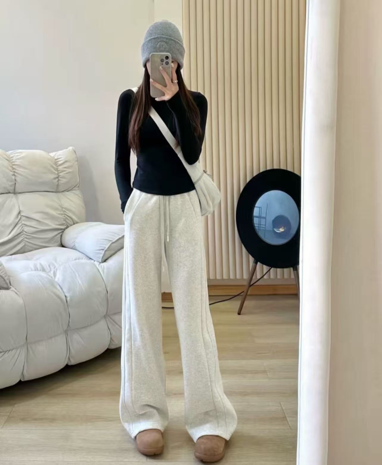 LU同款Scuba柔软亲肤轻盈透气阔腿针织加绒运动裤女款