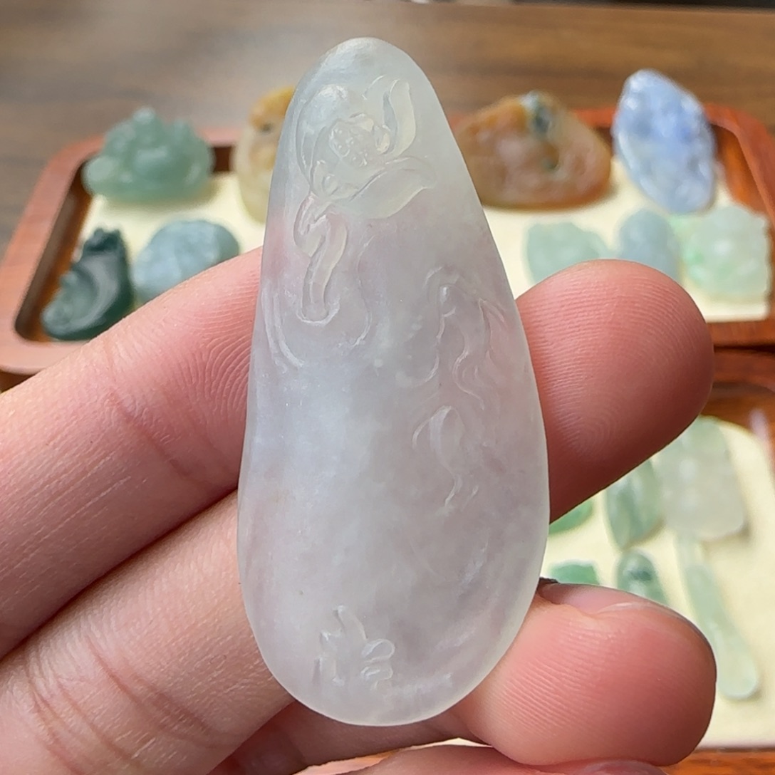 定制翡翠未镶嵌莲花鱼