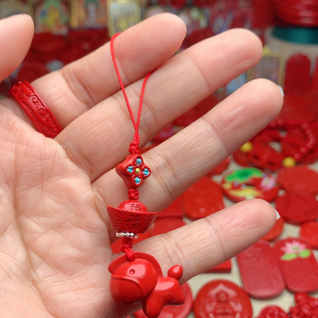 天然辰砂工艺品朱砂手机坠