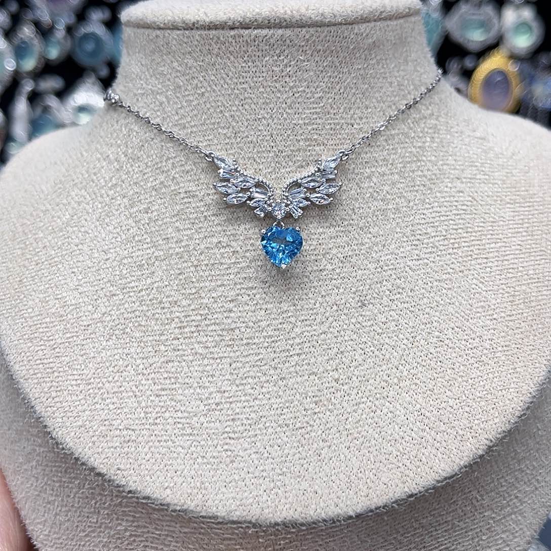 银S925镶嵌托帕石套链伦敦蓝 双十二破价款