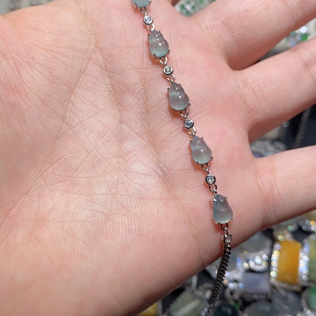 翡翠手链银S925镶嵌n m n m