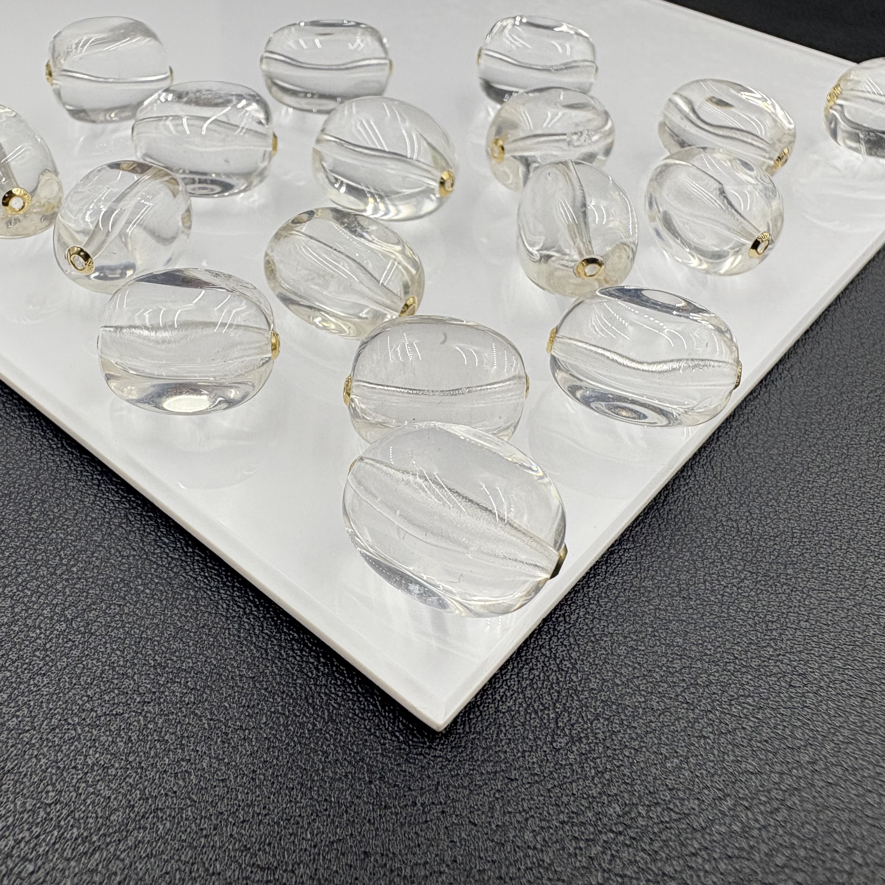 「戴琴珠宝」DQ1779-18k金白水晶随型单珠配件（多样性发其一）