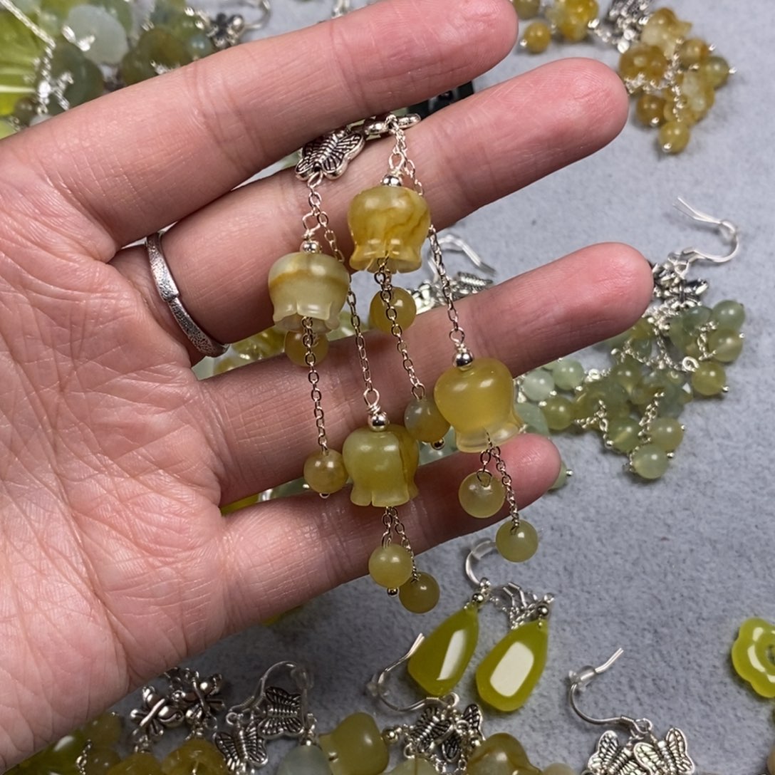 蛇纹石玉未镶嵌挂件耳饰耳环项链