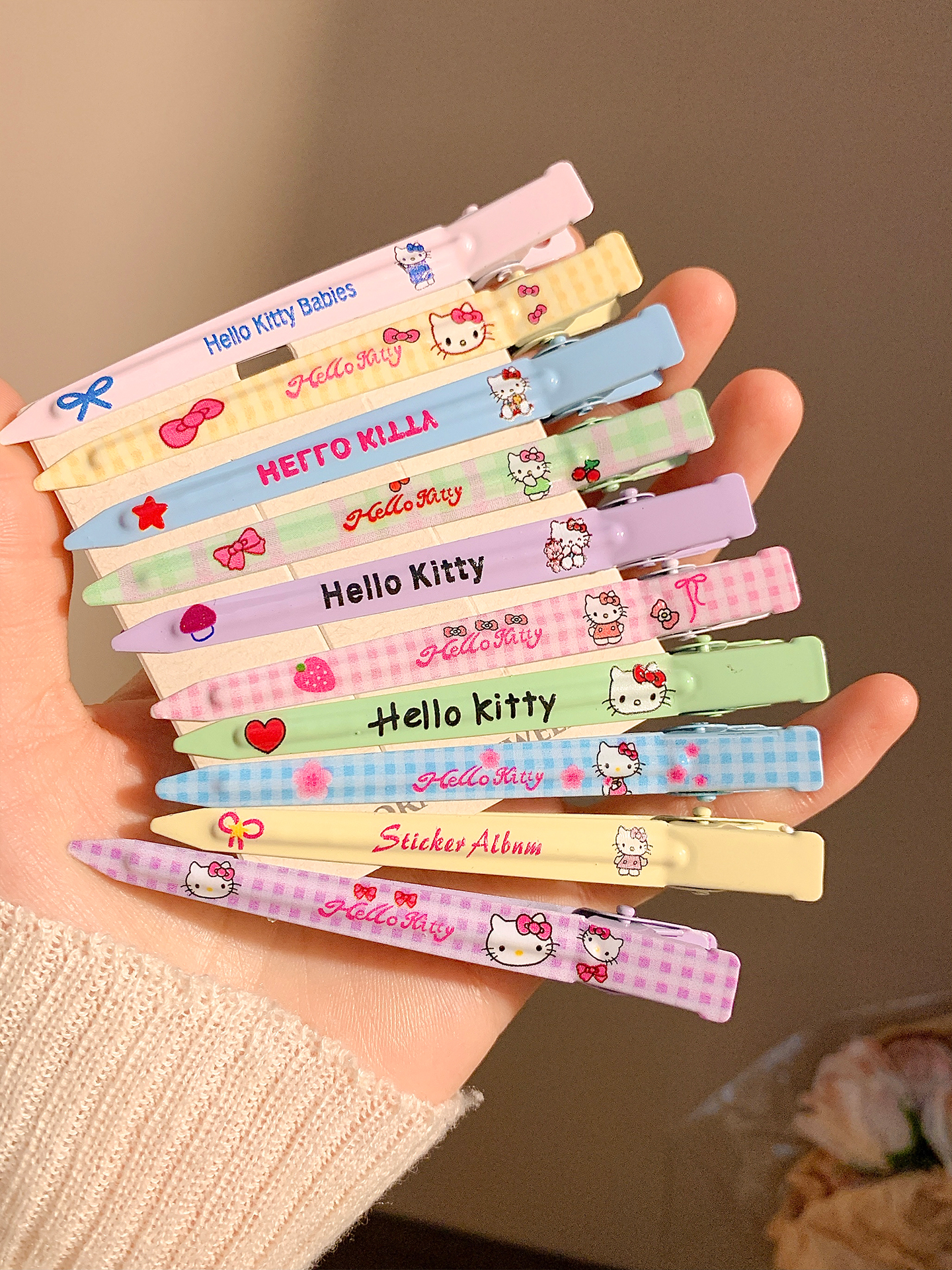 10个装~可爱Kitty猫发夹边夹侧边女金属无痕一字夹定位夹化妆头饰