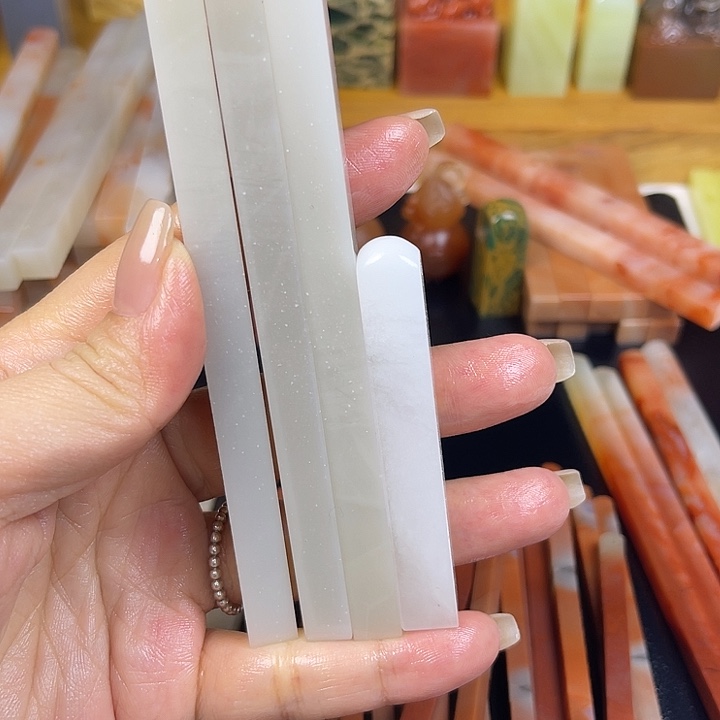 掬***石印石青田石老挝石牙签×4