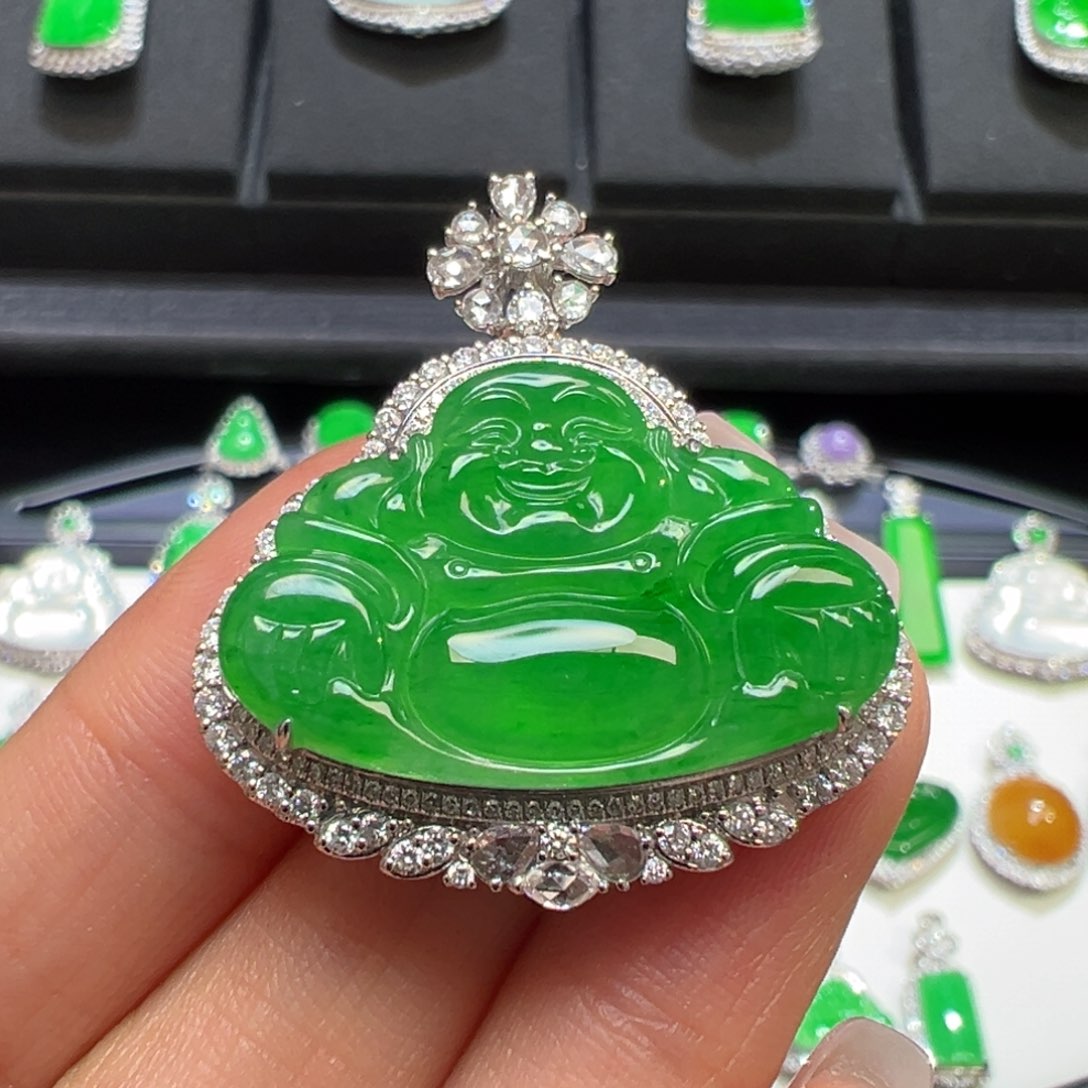 翡翠颈饰18K金镶嵌收到货48小时鉴赏期