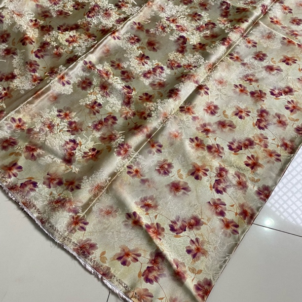 花萝香云纱38姆米纯天然植物薯莨真丝缎透孔面料国风旗袍汉服布料