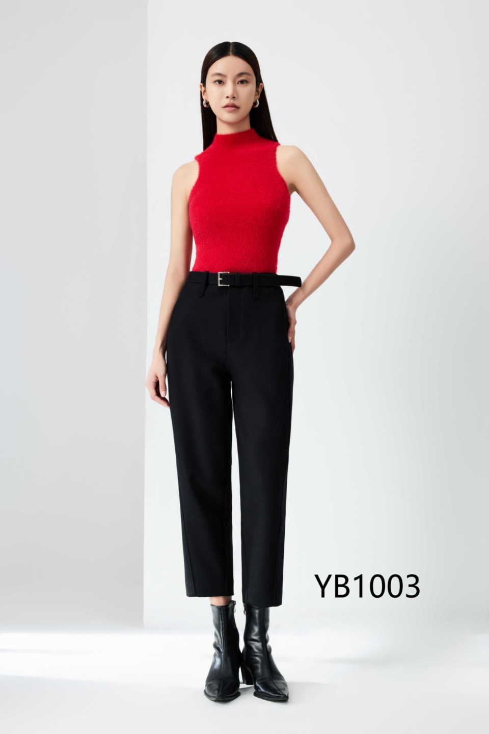 萍姐家2025新款九分烟管裤显瘦通勤毛呢质感直筒休闲裤CY1003