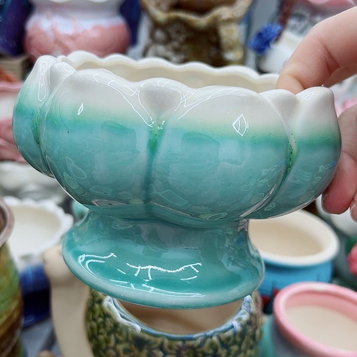 多肉绿植陶瓷花盆9.9包邮，有孔