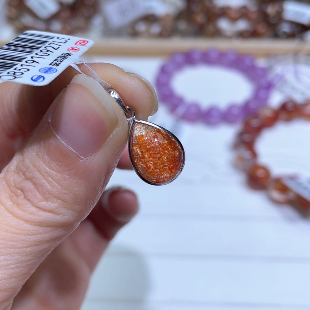 日光石颈饰银S925镶嵌